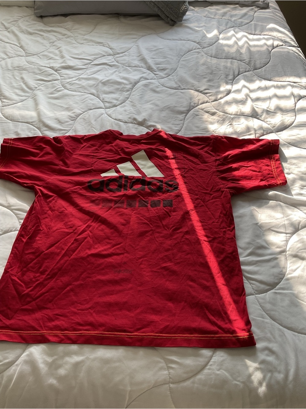 adidas Men’s Red Crew Tee with White Logo - Picture 2 of 9